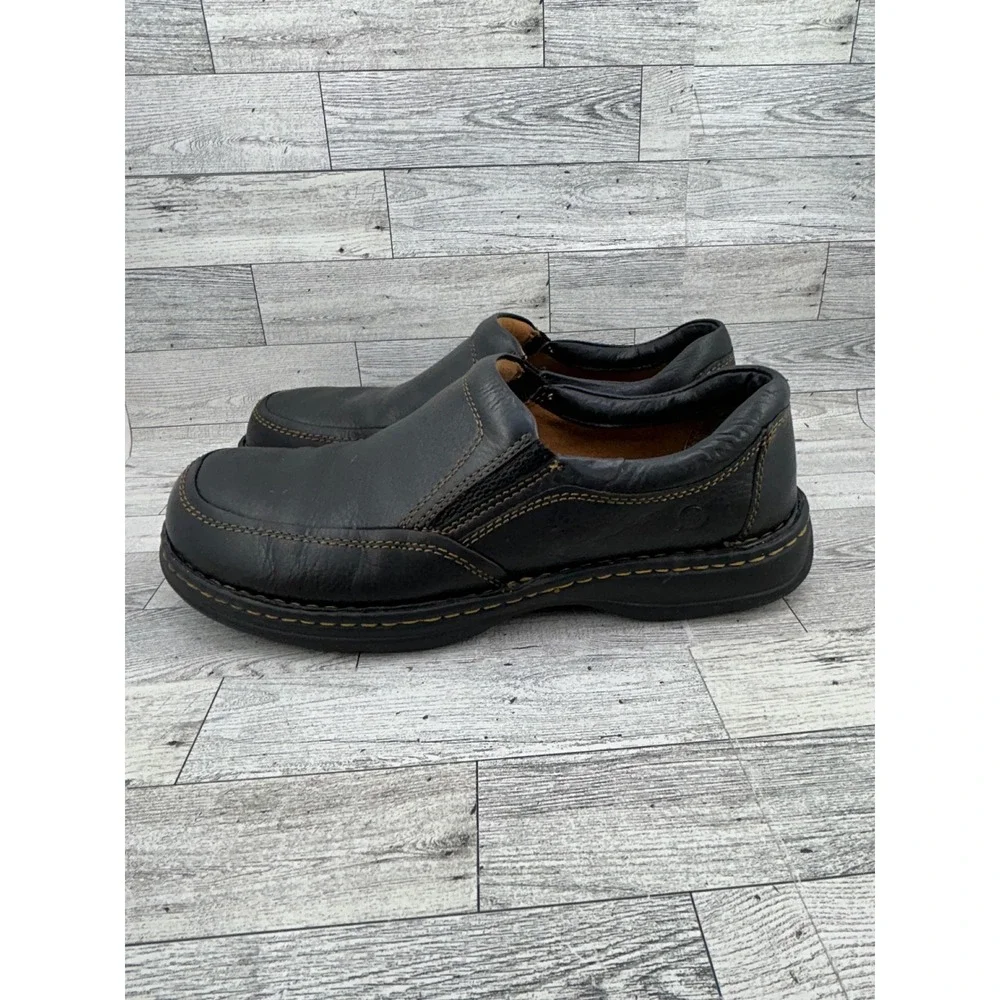 Born Men Black Leather Slip On Moc Toe Loafers‎ Shoes M3663 CCI15 Size 12M